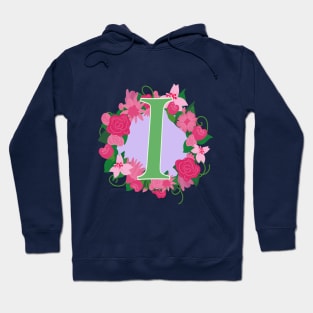 Monogram I, Personalized Floral InitiaI Hoodie